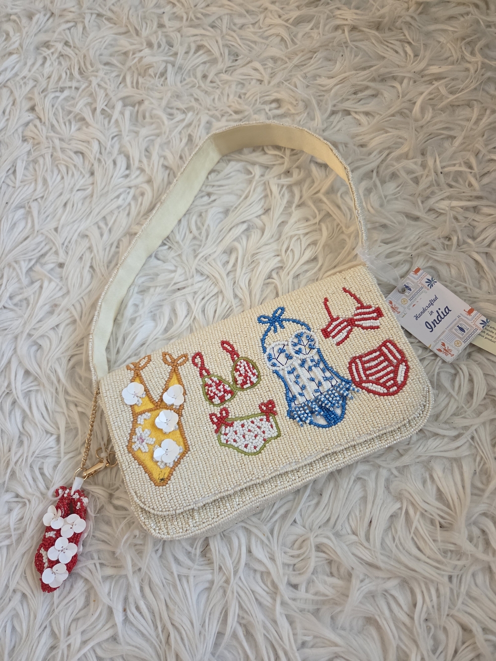 Viral Beaded Swimwear Motif Shoulder Bag, NWT